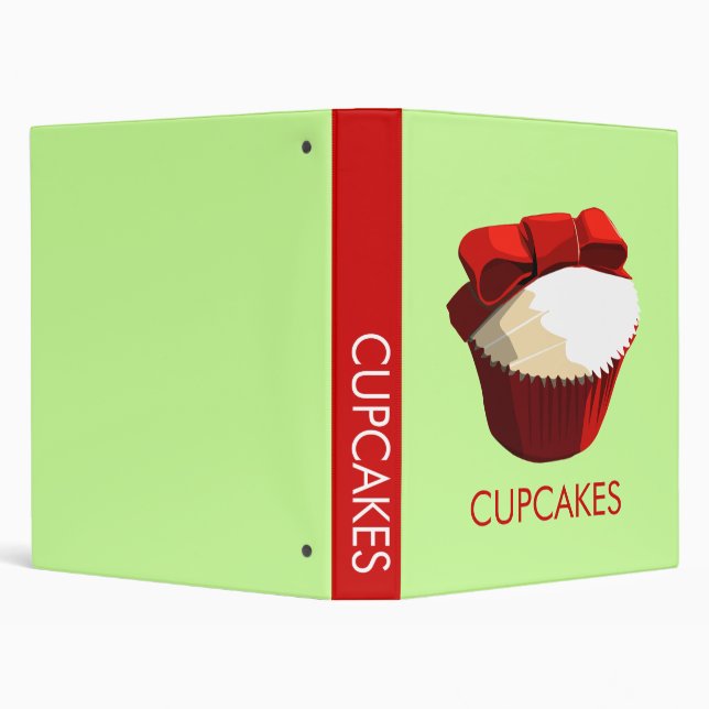 Petit gâteau rouge de velours avec le classeur de (Arrière-plan)