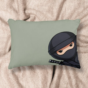 Petit guerrier ninja sur Coussin Décoratif Vert Sa