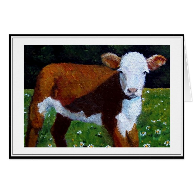 PETIT HÉRÉFORD CALF : PEINTURE DANS L'HUILE (Devant horizontal)