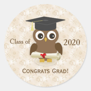 Petit hibou, mortier, diplôme Graduations Sticker