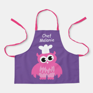 Petit hibou rose chef dessin animé tablier enfant 