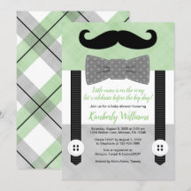 Petit homme baby shower invitation cravate verte