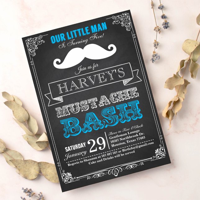 Petit Homme Mustache Bash Invitation d'anniversair (Créateur téléchargé)
