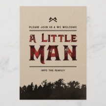 Petit Homme Plaid Couples Bois Douche Invitation