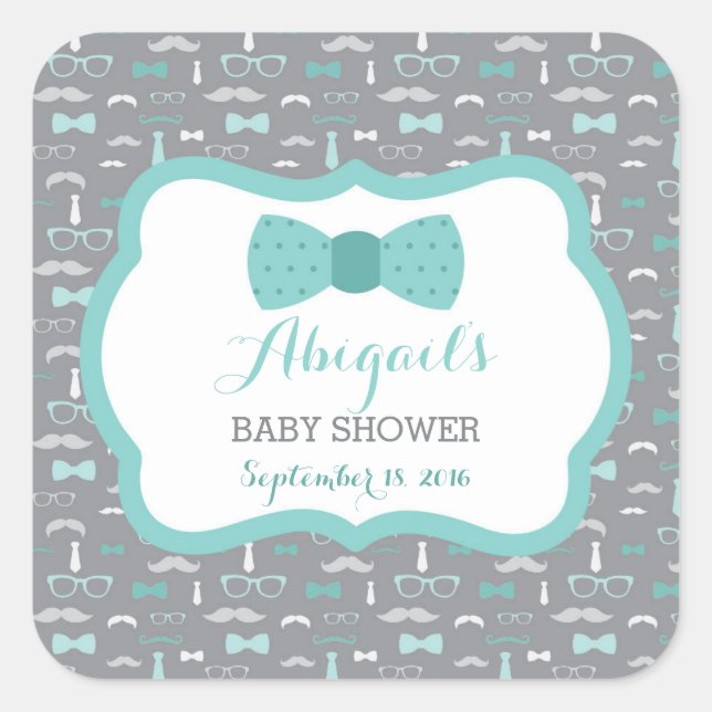 Petit Homme Sticker Baby shower, Turquoise, Aqua,  (Devant)