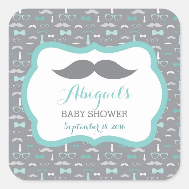 Petit Homme Sticker Baby shower, Turquoise, Aqua,  (Devant)