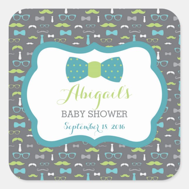 Petit Homme Sticker Baby shower, Turquoise, Vert,  (Devant)