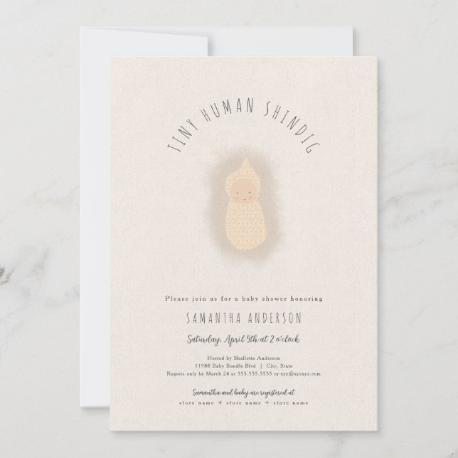 Petit humain shindig neutre Baby shower Invitation (Devant)
