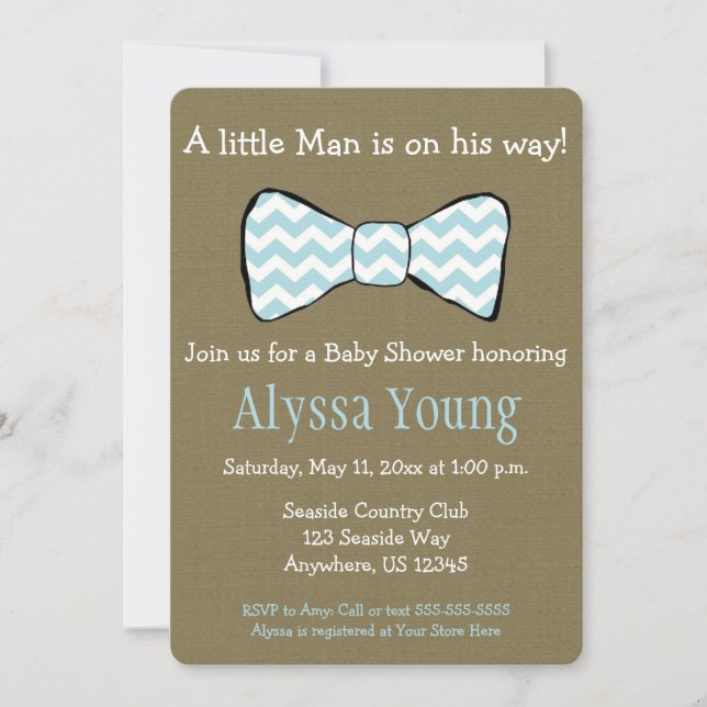 Petit invitation de baby shower de cravate d'arc (Devant)