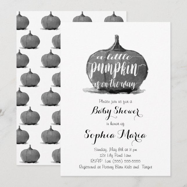 Petit Invitation de Baby shower noir et blanc Citr (Devant / Derrière)