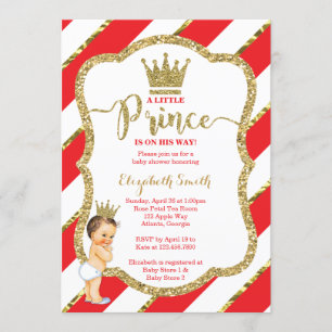 Petit invitation de prince baby shower, parties