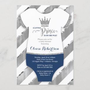 Petit invitation de prince baby shower, parties