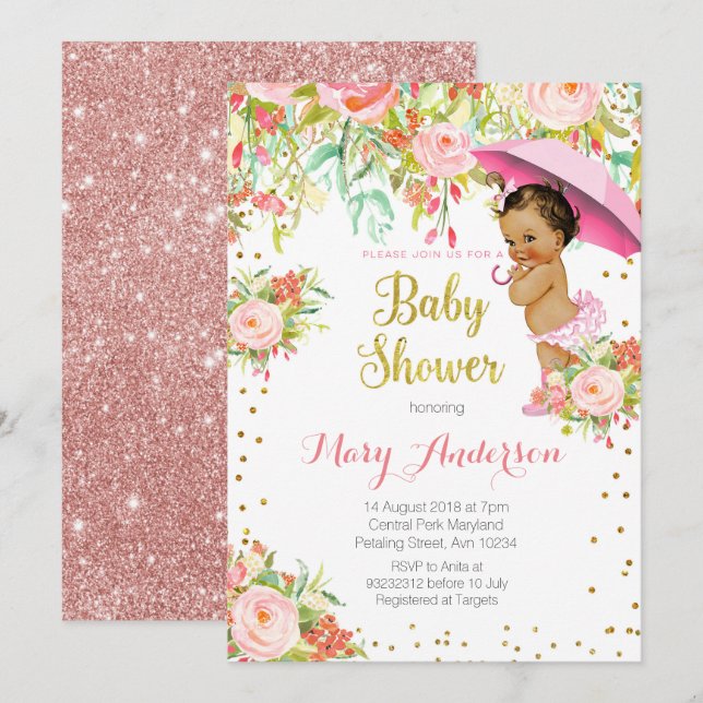 Petit invitation de princesse baby shower (Devant / Derrière)