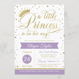 Petit invitation de princesse baby shower, parties