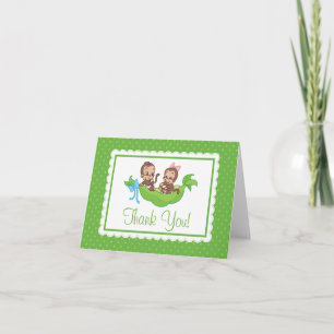 Petit Jumeaux Doux Carte de remerciements de pois 