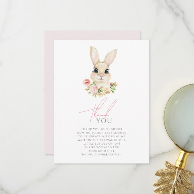 Petit lapin doux Carte de remerciements (Devant/Arrière en situation)