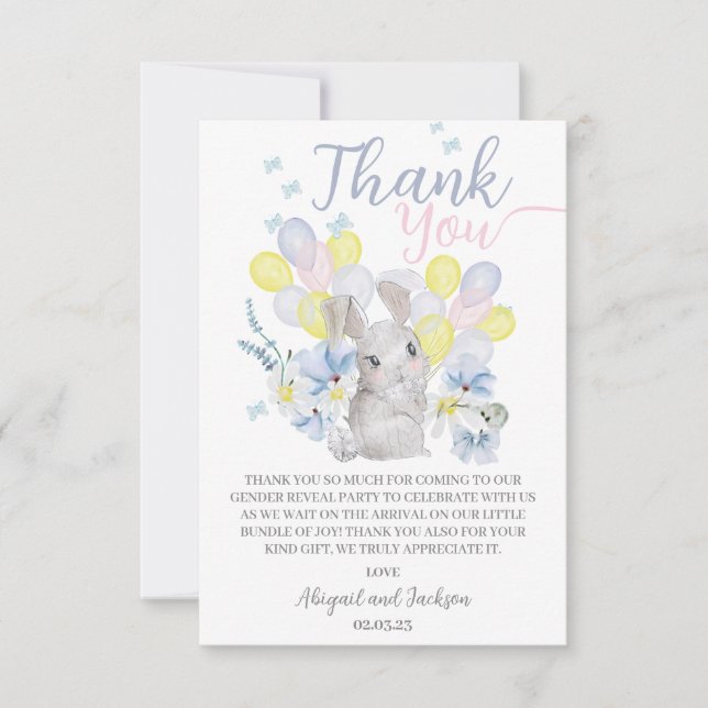 Petit lapin est en route pour la carte de remercie (Devant)