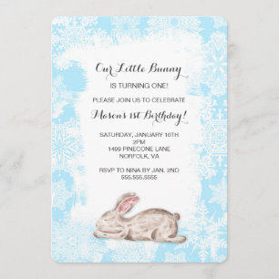Petit lapin Lapin Hiver Anniversaire Invitation de