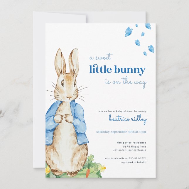 Petit Lapin Peter Rabbit Baby shower Invitation (Devant)