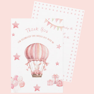 Petit lapin rose dans un Carte de remerciements pl
