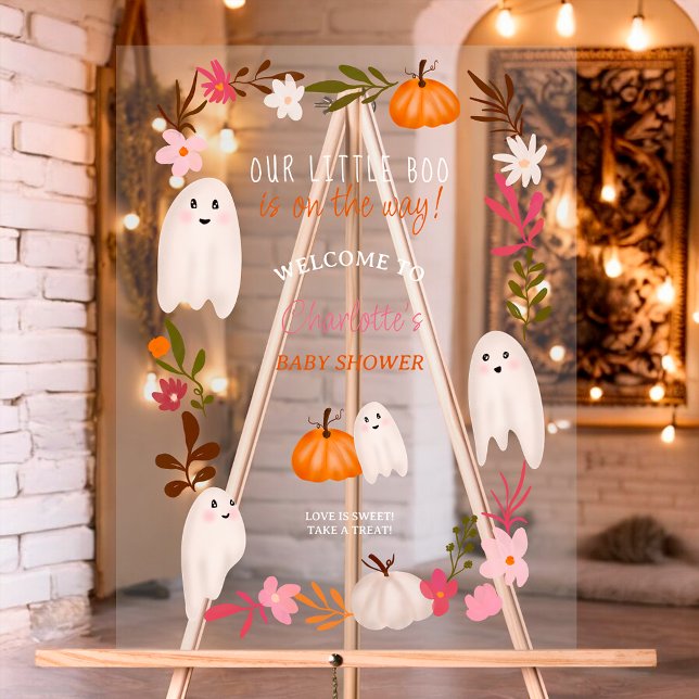 Petit livre d'Halloween Fantômes baby shower d'acc (Halloween little boo Ghosts welcome baby shower Acrylic Sign)