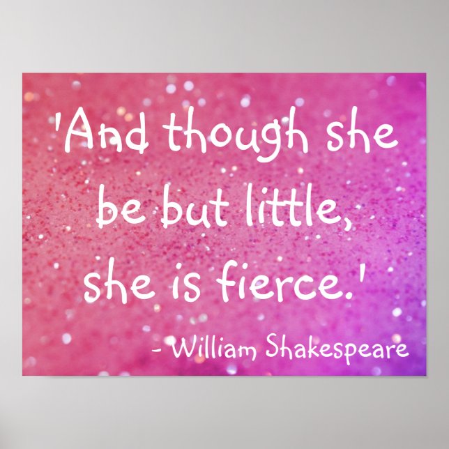 Petit Mais Fierce Shakespeare Citation Poster rose (Devant)