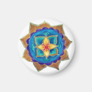 Petit Mandala Bleu, Aimant Rond De 3,2 Cm