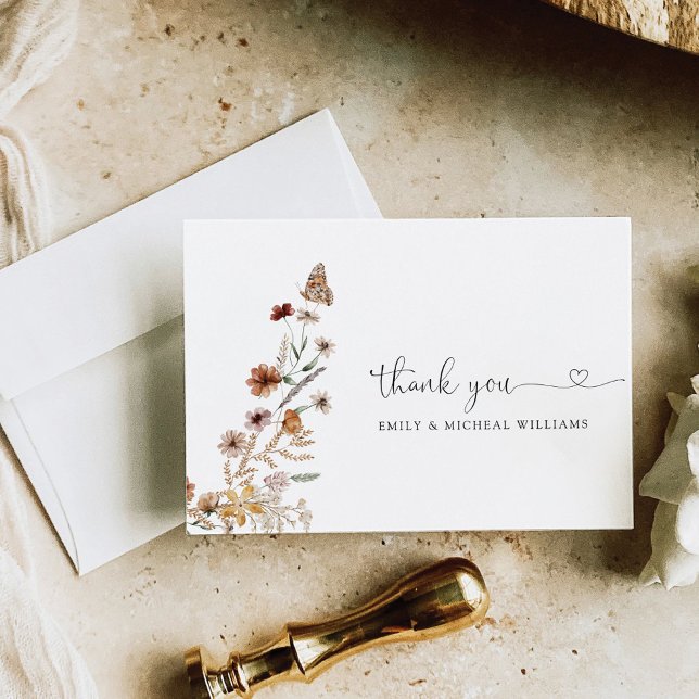 Petit Mariage Fleur sauvage Carte de remerciements (Créateur téléchargé)