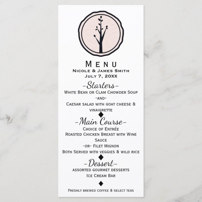 Petit Menu de Réception de Mariage Rustique dans l (Devant)