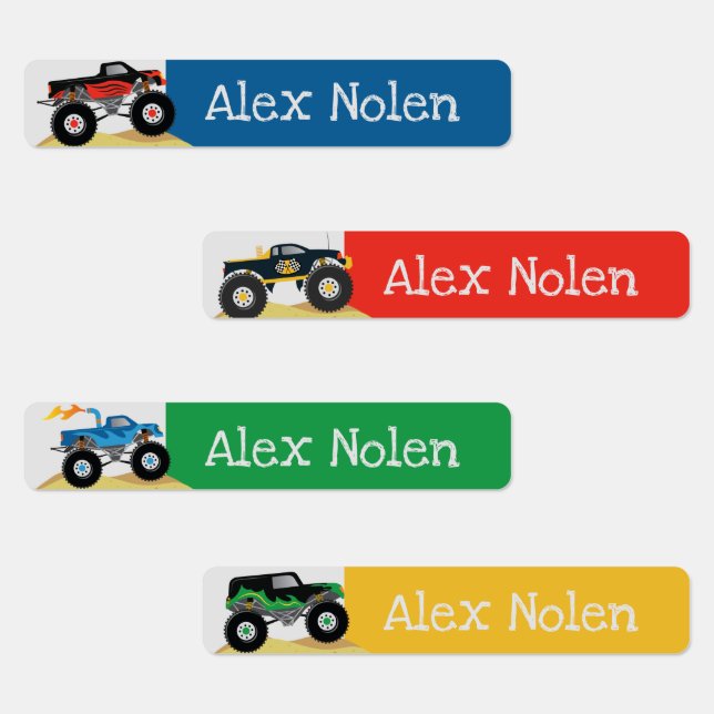 Petit Monster Truck Kids Nom Étiquettes (Groupe)