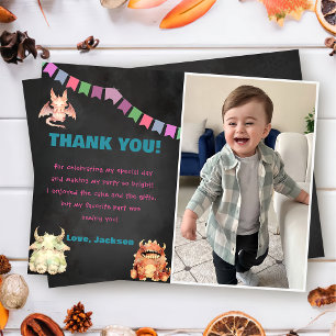 Petit Monstre à thème Anniversaire Carte de remerc