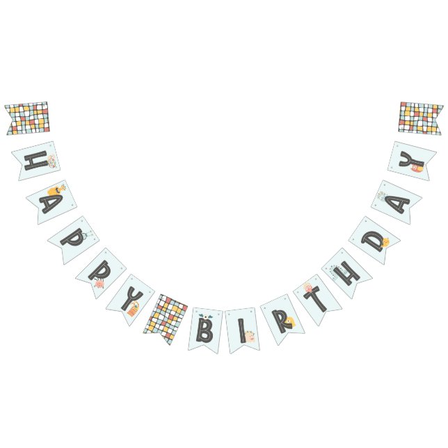 Petit Monstre Amical Bonne Bannière Anniversaire (Tout)