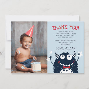 Petit monstre   Carte photo Merci plat