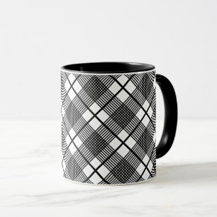 Petit mug Glen café à carreaux noir et blanc M
