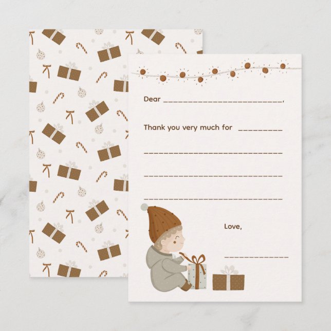 Petit Noël Merci note, remplir la carte (Devant / Derrière)