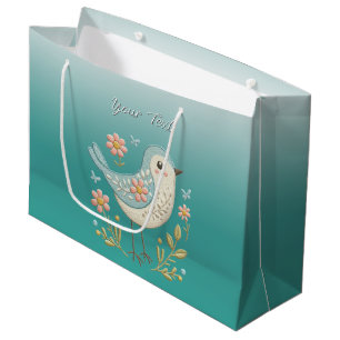 Petit Oiseau Floral Green Cadeau Sac