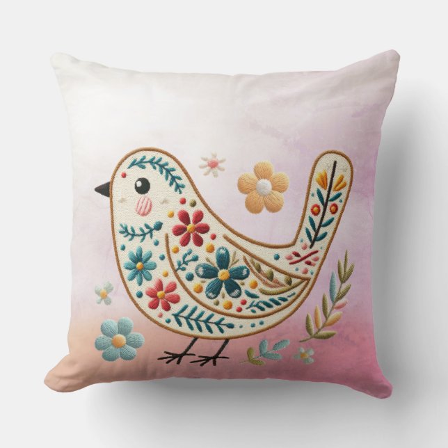 Petit Oiseau Floral Pink Lot Oreiller (Recto)