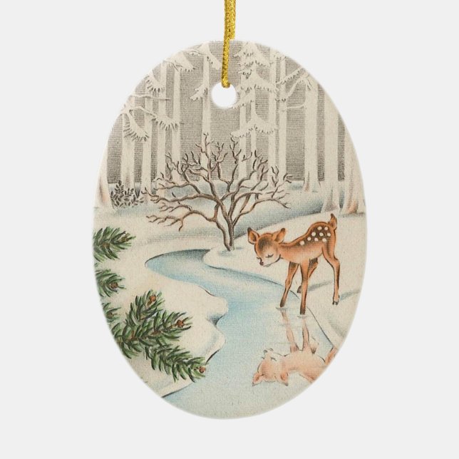 Petit ornement mignon de Noël de cerfs communs (Devant)