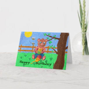 Petit ours avec carte d'anniversaire enfant miel
