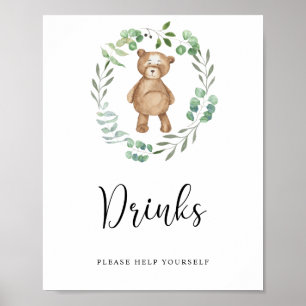 Petit ours Boissons se servir Poster