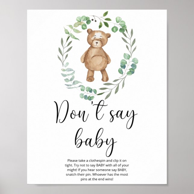 Petit ours en peluche Ne dites pas Poster bébé (Devant)