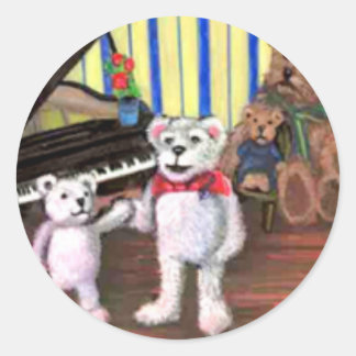 Petit ours Piano Leçon Sticker