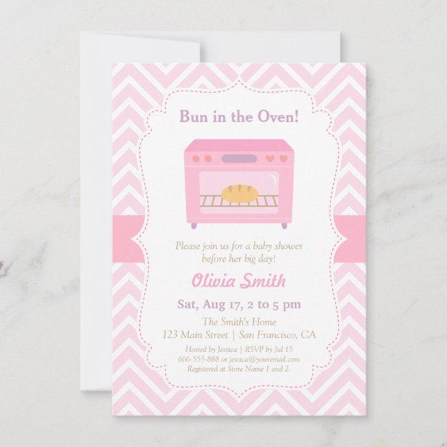 Petit pain moderne dans les invitations de baby (Devant)
