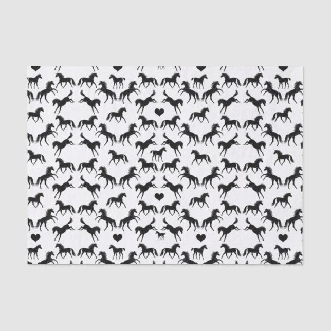 Petit papier de soie de soie noir de chevaux (Recto)