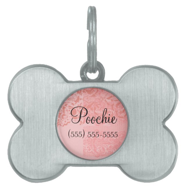 Petit pendentif de collier de chien de damassé (Devant)