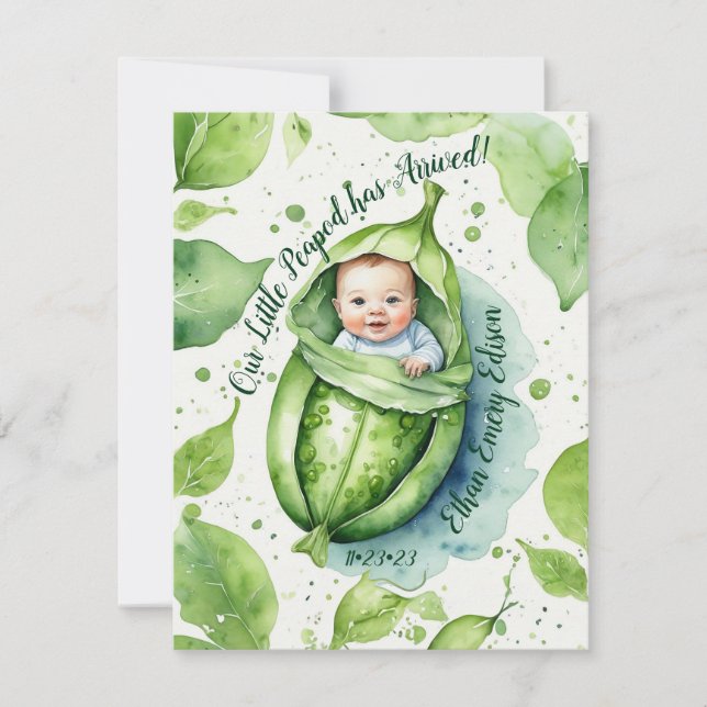 Petit pois dans un pois - Faire-part de naissance (Devant)