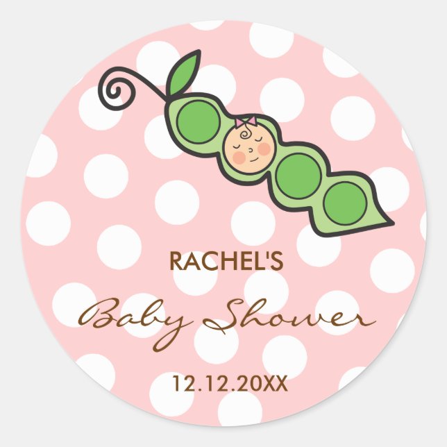 Petit pois de fille dans un Sticker Baby shower ro (Devant)
