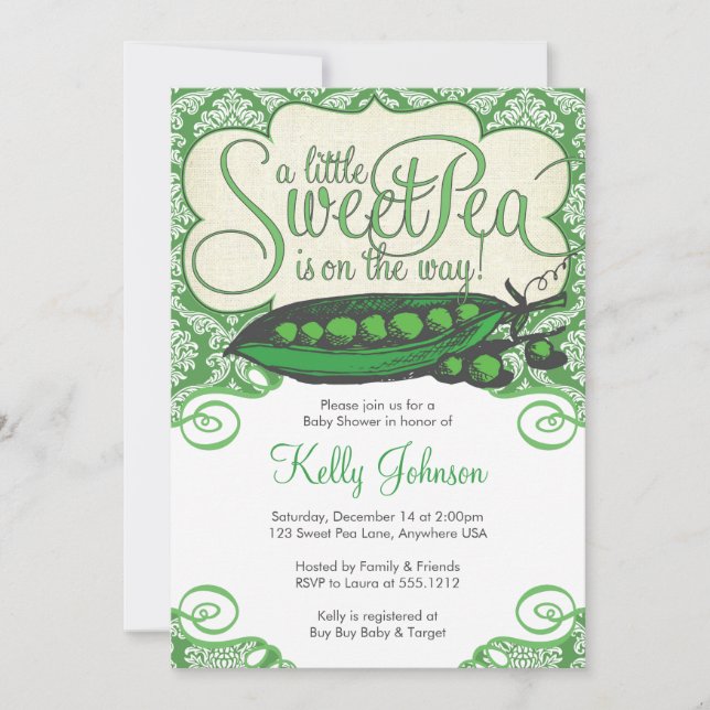 Petit Pois doux Baby shower Invitation (Devant)