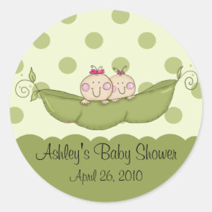Petit Pois Doux Twin Girls Baby shower Sticker