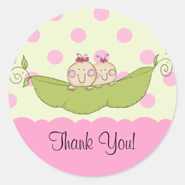 Petit Pois Doux Twins Baby shower Sticker rose (Devant)